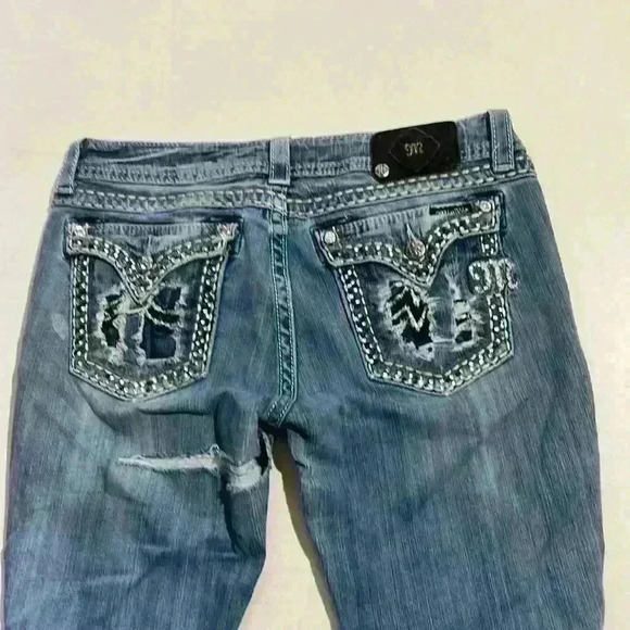 Miss Me Jeans Distressed Bootcut Boot Bedazzled Y2K Womens Size 32 JE5380B5L - Picture 1 of 16